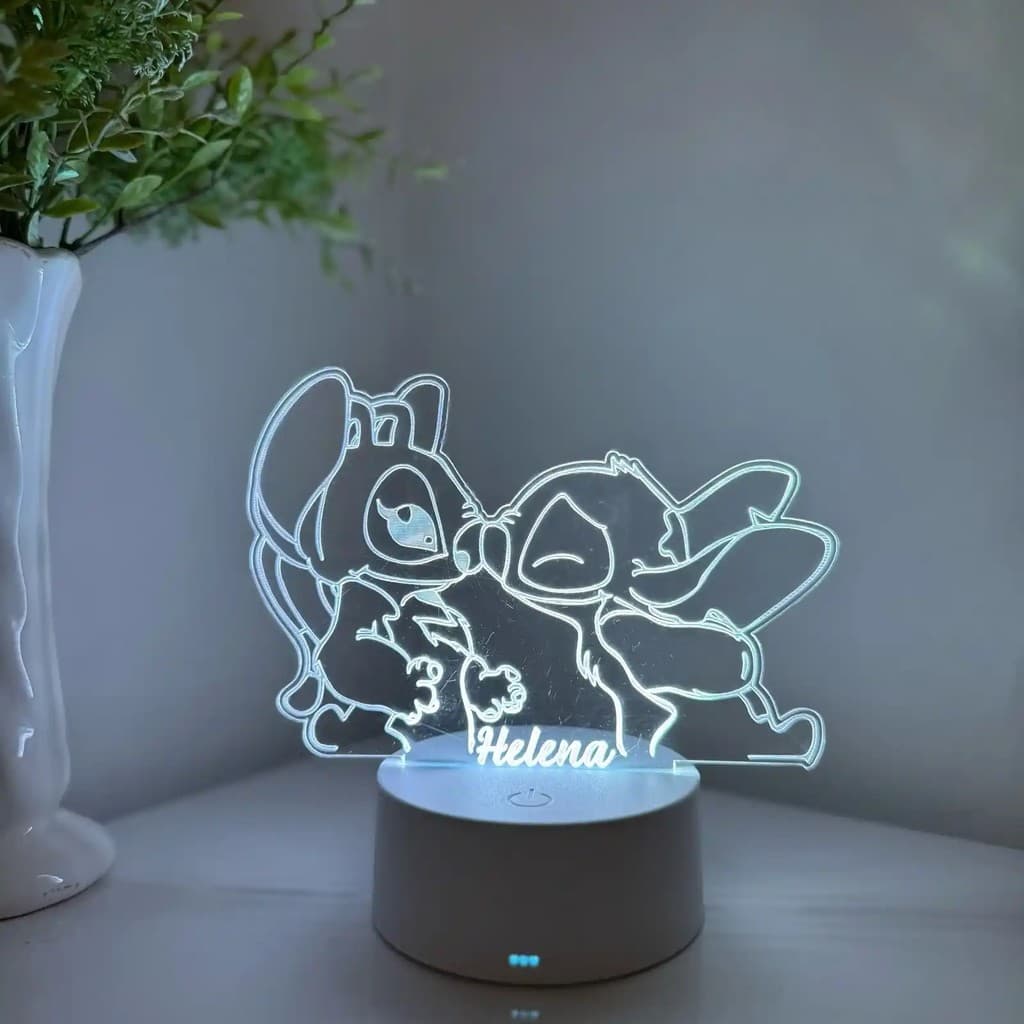 Luminária LED 3D Em Acrílico Abajur Presente Criativo - Luminária LED - STITCH - 05