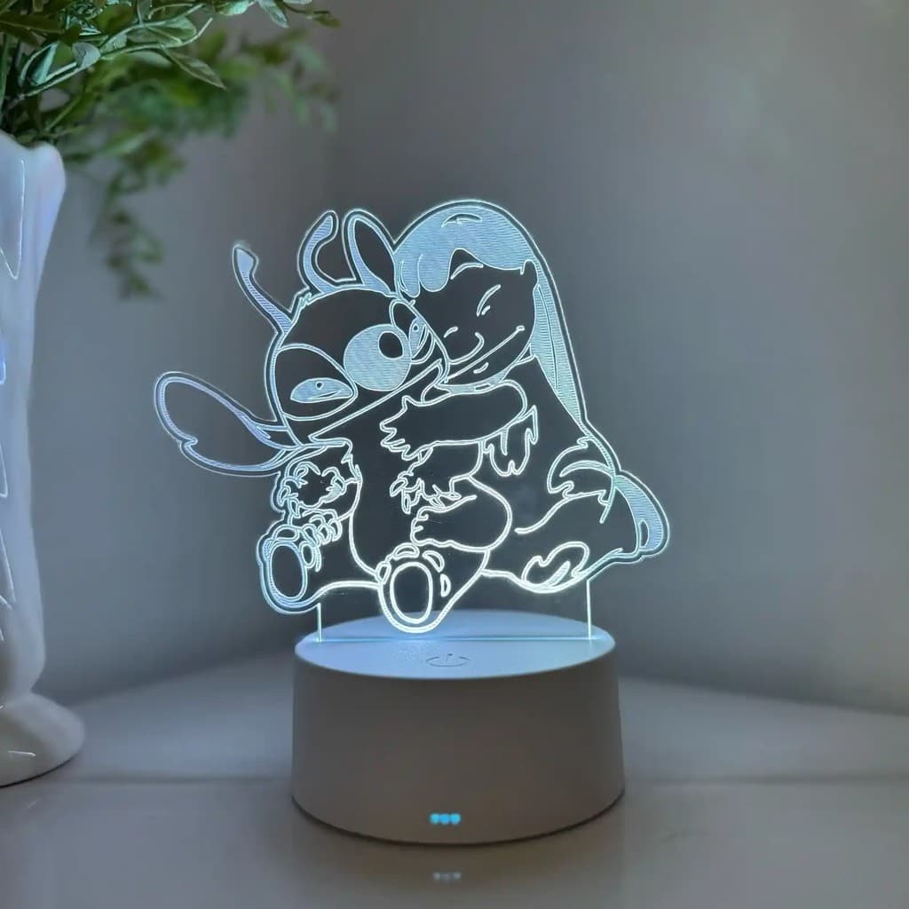 Luminária LED 3D Em Acrílico Abajur Presente Criativo - Luminária LED - STITCH - 06