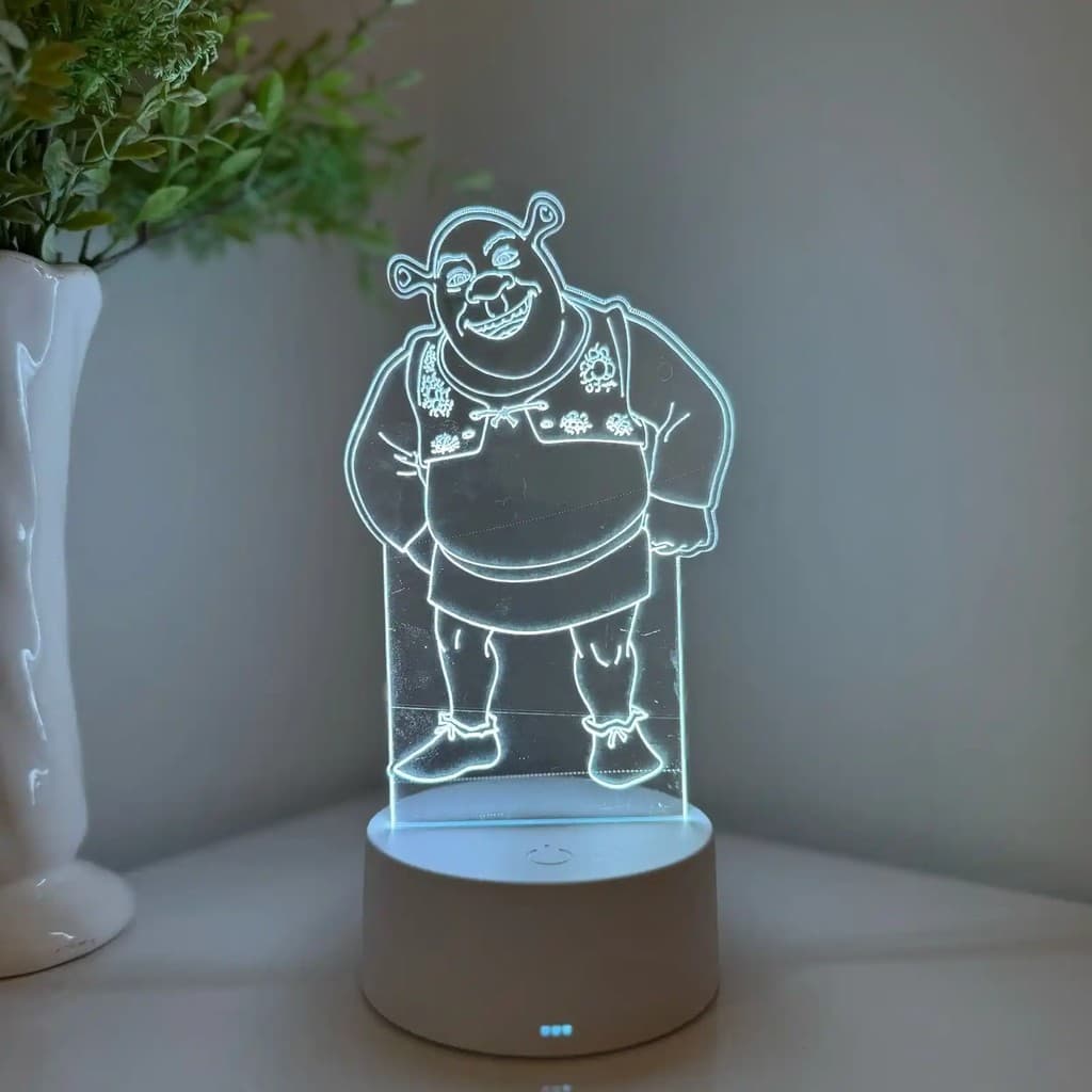 Luminária LED 3D Em Acrílico Abajur Presente Criativo - Luminária LED - SHREK