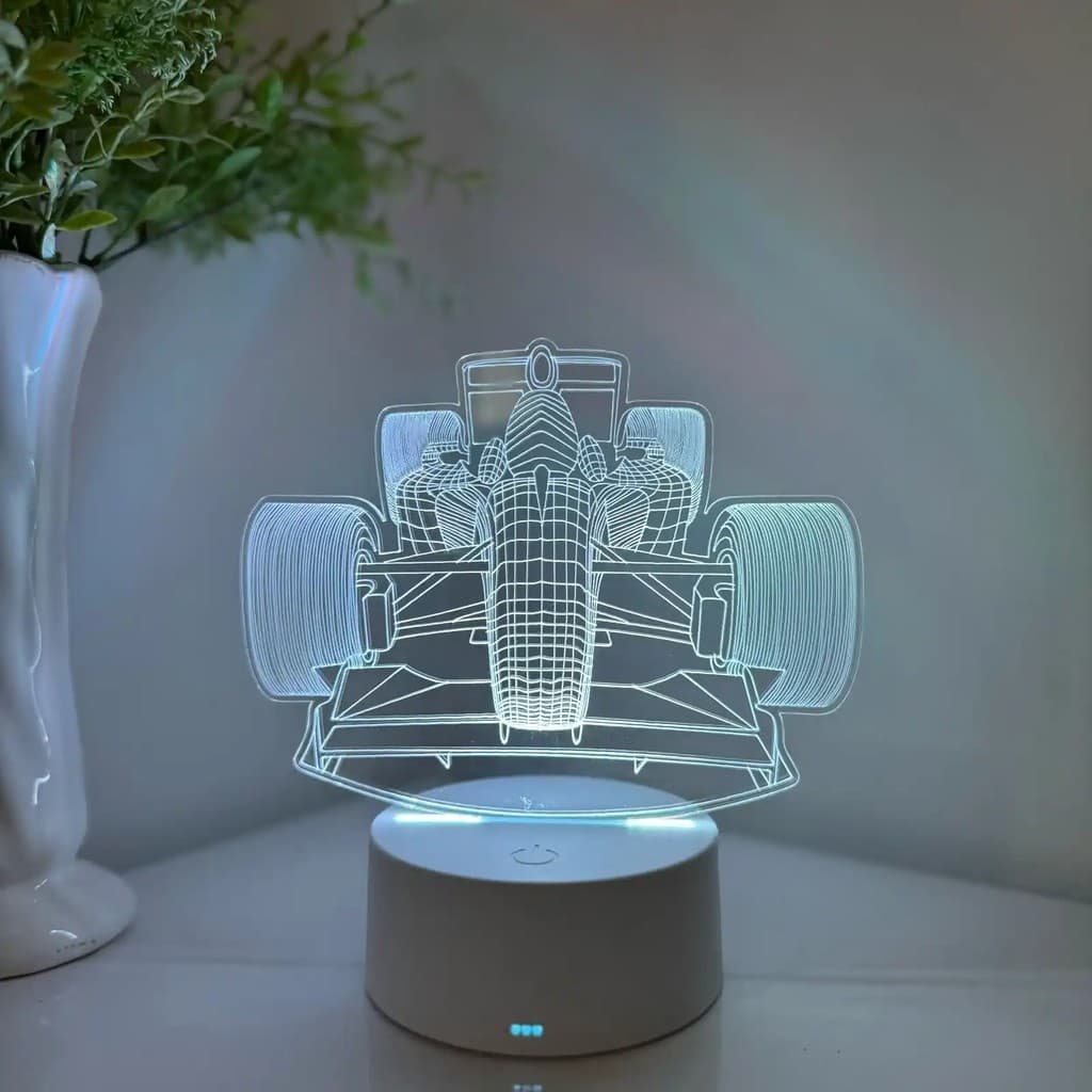 Luminária LED 3D Em Acrílico Abajur Presente Criativo - Luminária LED - FORMULA 1