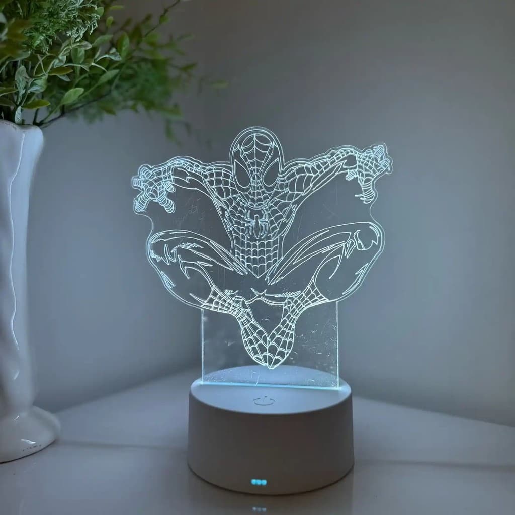 Luminária LED 3D Em Acrílico Abajur Presente Criativo - Luminária LED - HOMEM ARANHA