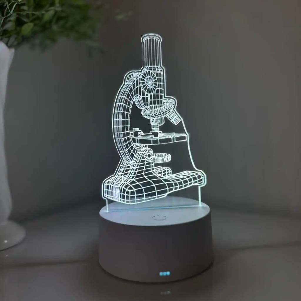 Luminária LED 3D Em Acrílico Abajur Presente Criativo - Luminária LED - MICROSCOPIO