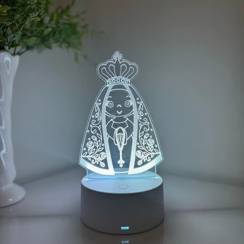 Luminária LED 3D Em Acrílico Abajur Presente Criativo - Luminária LED - NOSSA SENHORA APARECIDA - 05