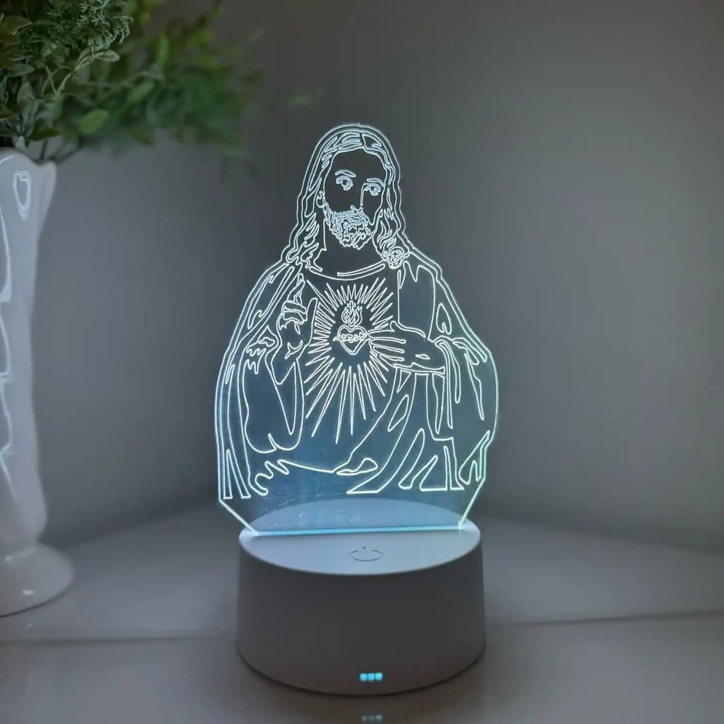 Luminária LED 3D Em Acrílico Abajur Presente Criativo - Luminária LED - JESUS CRISTO - 02