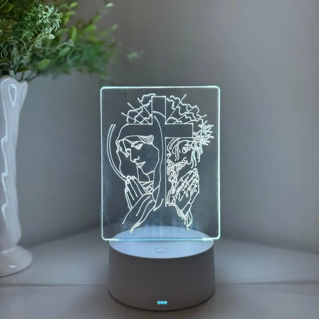 Luminária LED 3D Em Acrílico Abajur Presente Criativo - Luminária LED - RELIGIÃO - 02