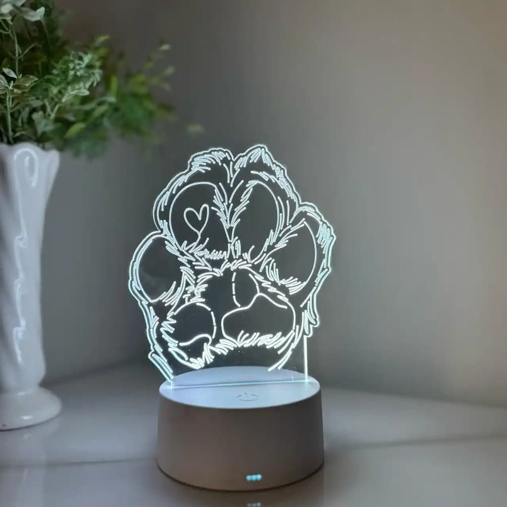 Luminária LED 3D Em Acrílico Abajur Presente Criativo - Luminária LED - CACHORRO