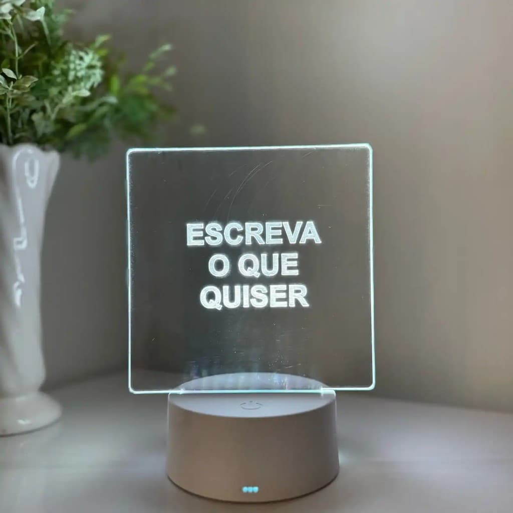 Luminária LED 3D Em Acrílico Abajur Presente Criativo - Luminária LED - PARA ESCREVER