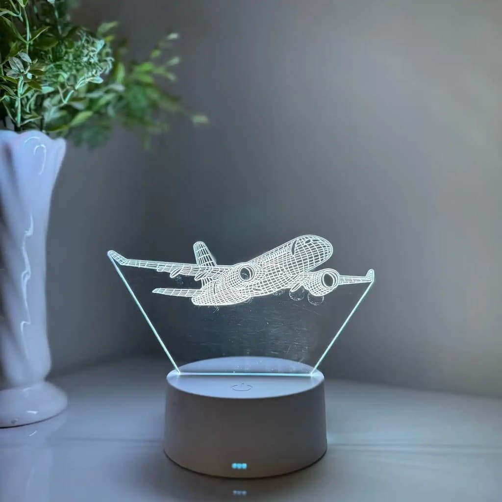 Luminária LED 3D Em Acrílico Abajur Presente Criativo - Luminária LED - AVIÃO - 01