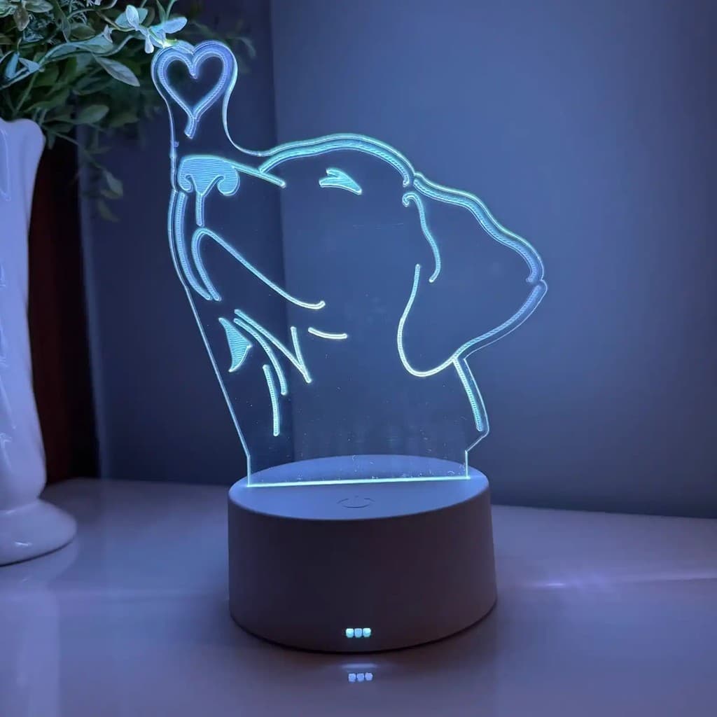 Luminária LED 3D Em Acrílico Abajur Presente Criativo - Luminária LED - CACHORRO - 03
