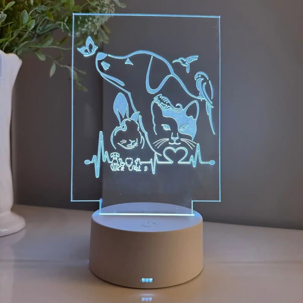 Luminária LED 3D Em Acrílico Abajur Presente Criativo - Luminária LED - CACHORRO - 04