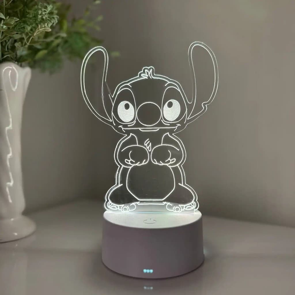 Luminária LED 3D Em Acrílico Abajur Presente Criativo - Luminária LED - STITCH - 08