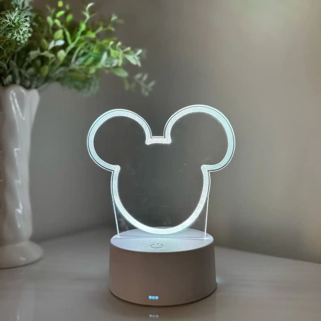 Luminária LED 3D Em Acrílico Abajur Presente Criativo - Luminária LED - MICKEY - 02