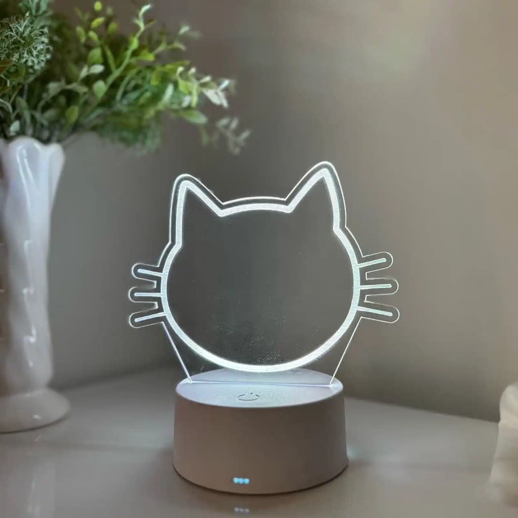 Luminária LED 3D Em Acrílico Abajur Presente Criativo - Luminária LED - GATO - 05