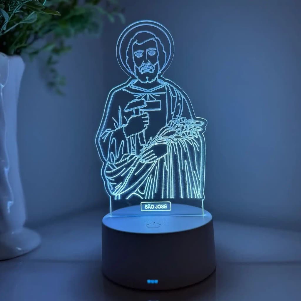 Luminária LED 3D Em Acrílico Abajur Presente Criativo - Luminária LED - SÃO JOSÉ