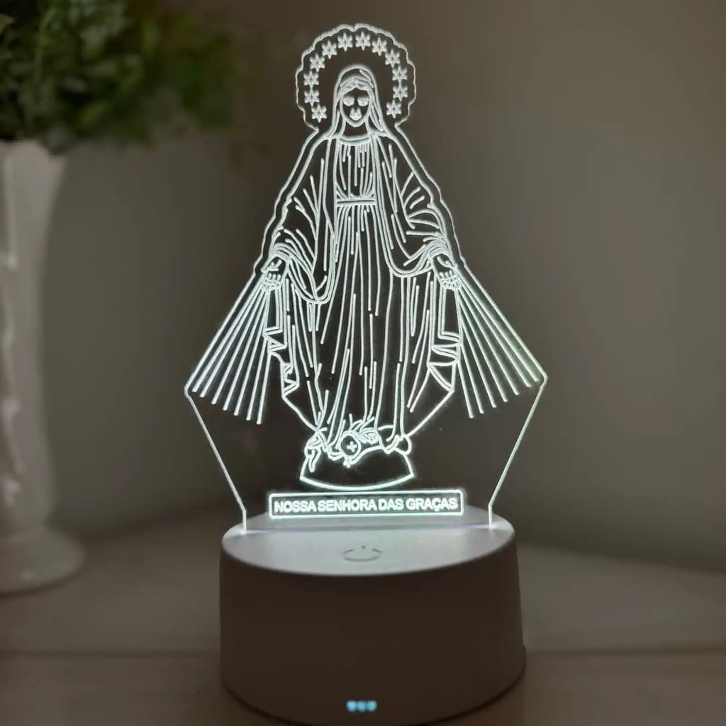 Luminária LED 3D Em Acrílico Abajur Presente Criativo - Luminária LED - NOSSA SENHORA DAS GRAÇAS