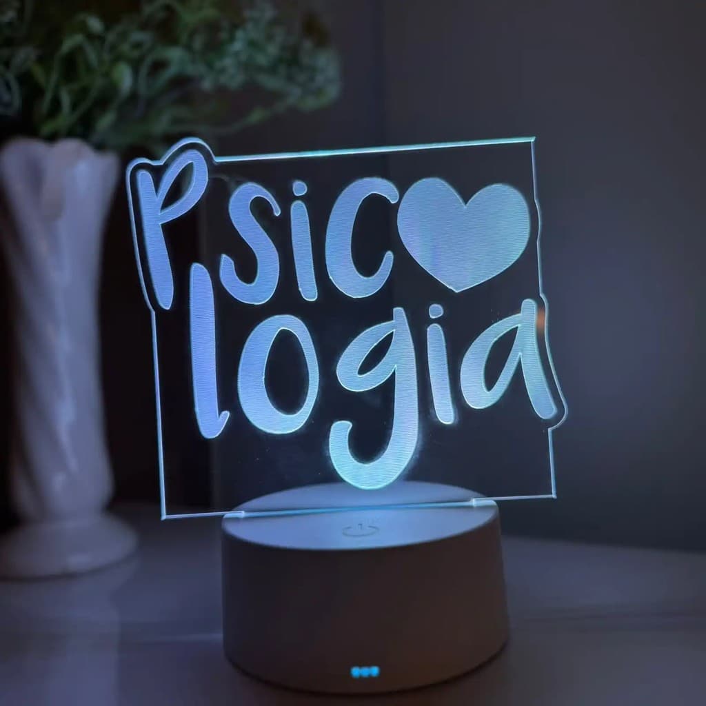 Luminária LED 3D Em Acrílico Abajur Presente Criativo - Luminária LED - PSICOLOGIA