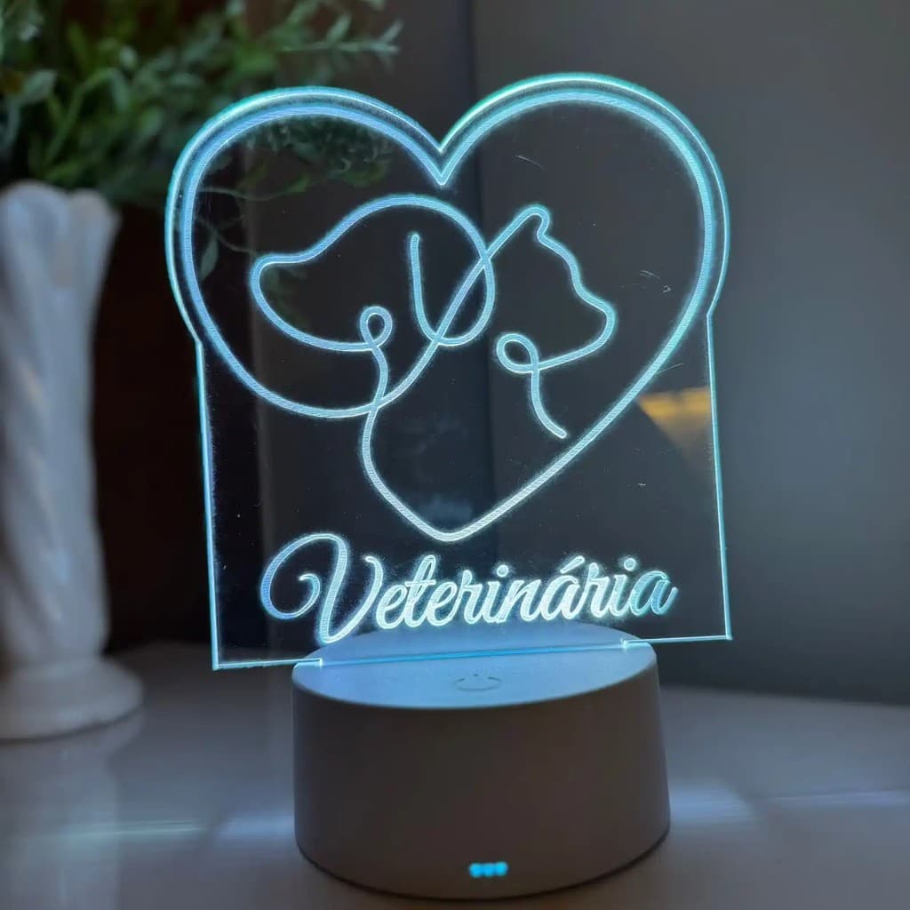Luminária LED 3D Em Acrílico Abajur Presente Criativo - Luminária LED - VETERINÁRIO