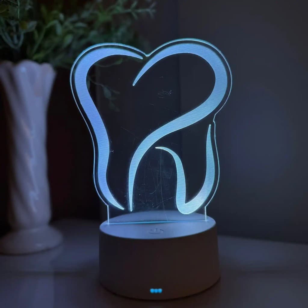 Luminária LED 3D Em Acrílico Abajur Presente Criativo - Luminária LED - DENTISTA - ODONTOLOGIA - 02