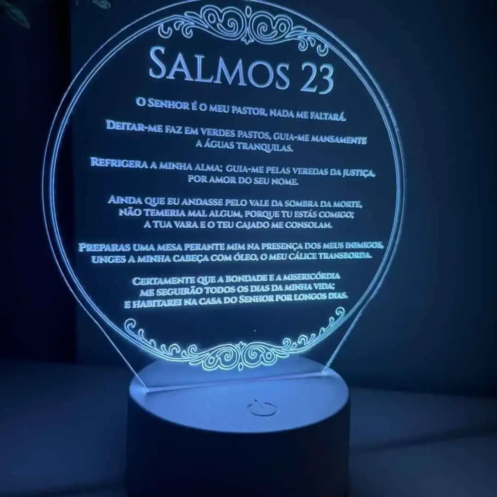 Luminária LED 3D Em Acrílico Abajur Presente Criativo - Luminária LED - SALMO 23