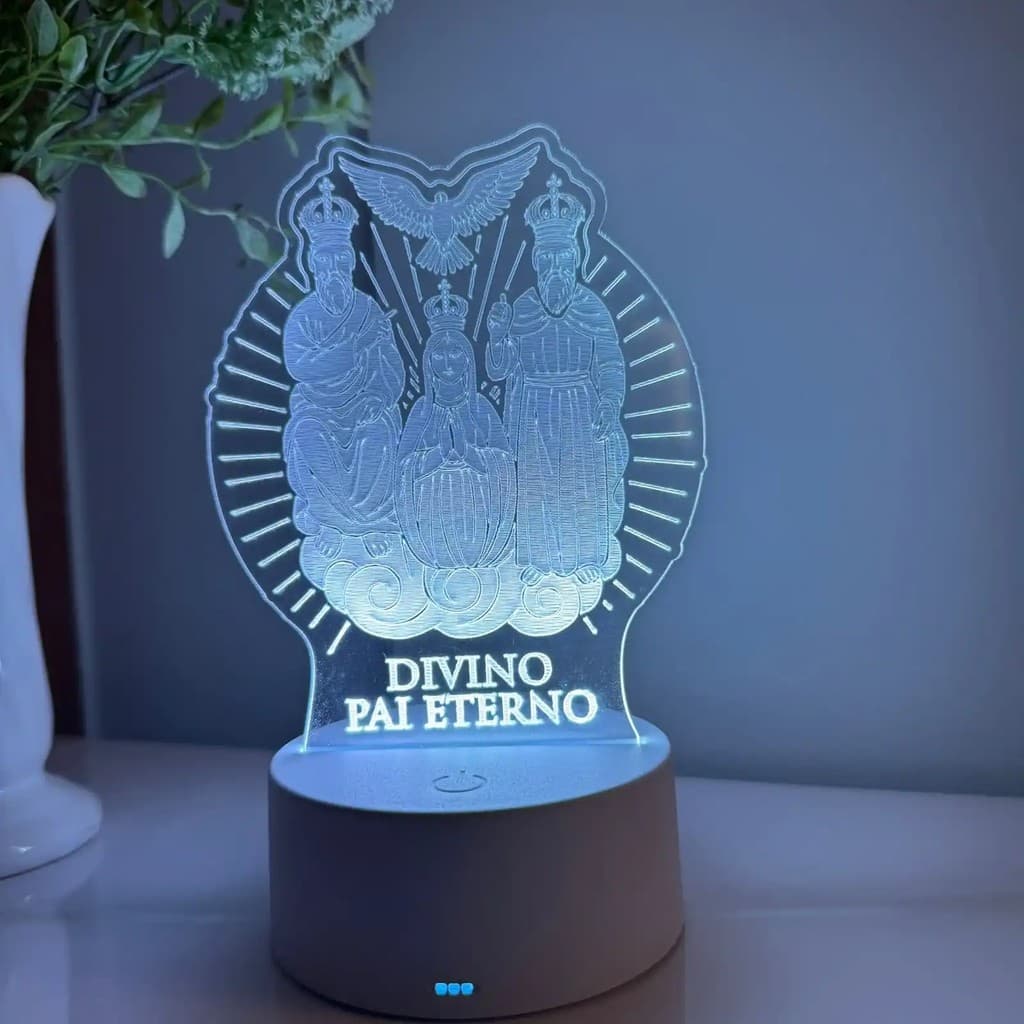 Luminária LED 3D Em Acrílico Abajur Presente Criativo - Luminária LED - DIVINO PAI ETERNO