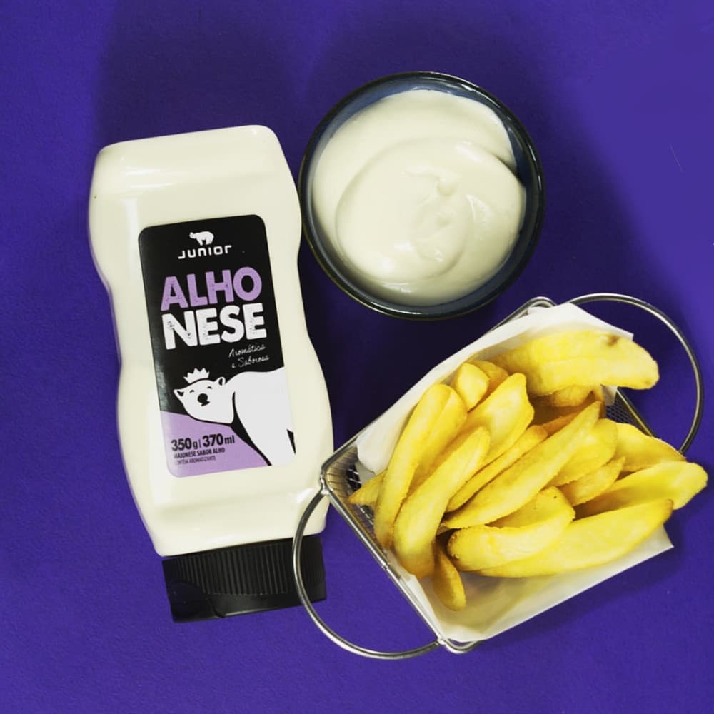 Molho Alhonese Alho Gourmet Cremoso Junior 350g Frasco Lanche Fritas Sanduíche Salada Lanchonete