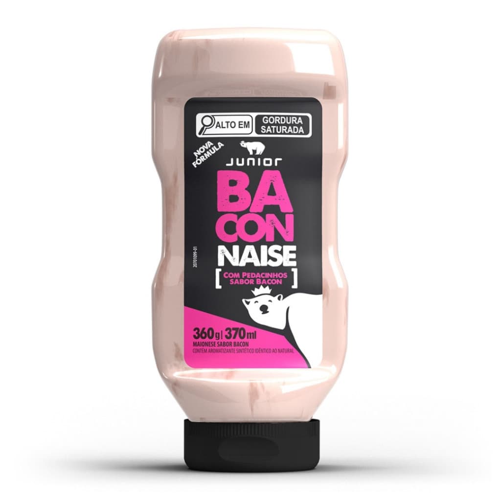 Maionese De Bacon Junior Molho Cremoso Gourmet Baconnaise Frasco 360g Baconese