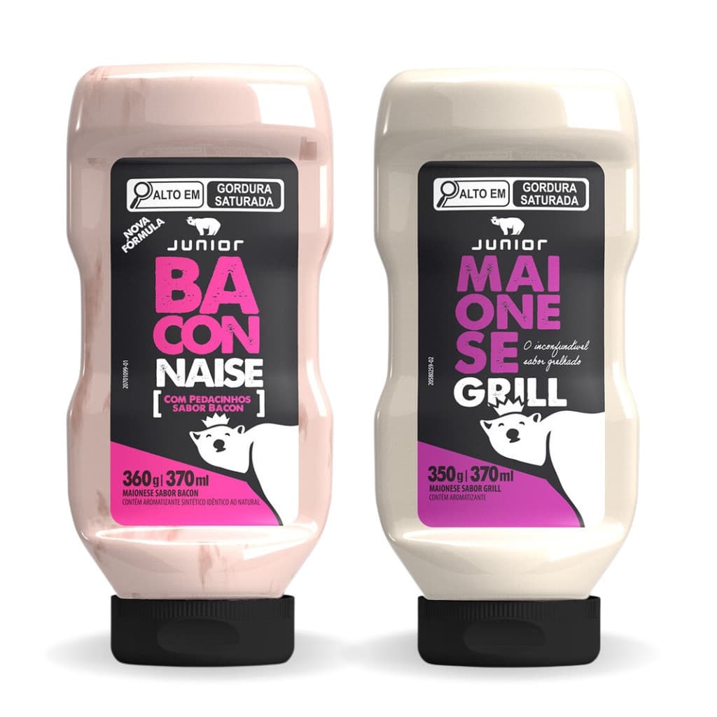 Kit 2 Baconnaise Maionese Grill Junior Molho Cremoso Defumado Gourmet Frasco Hamburgueria Lanches