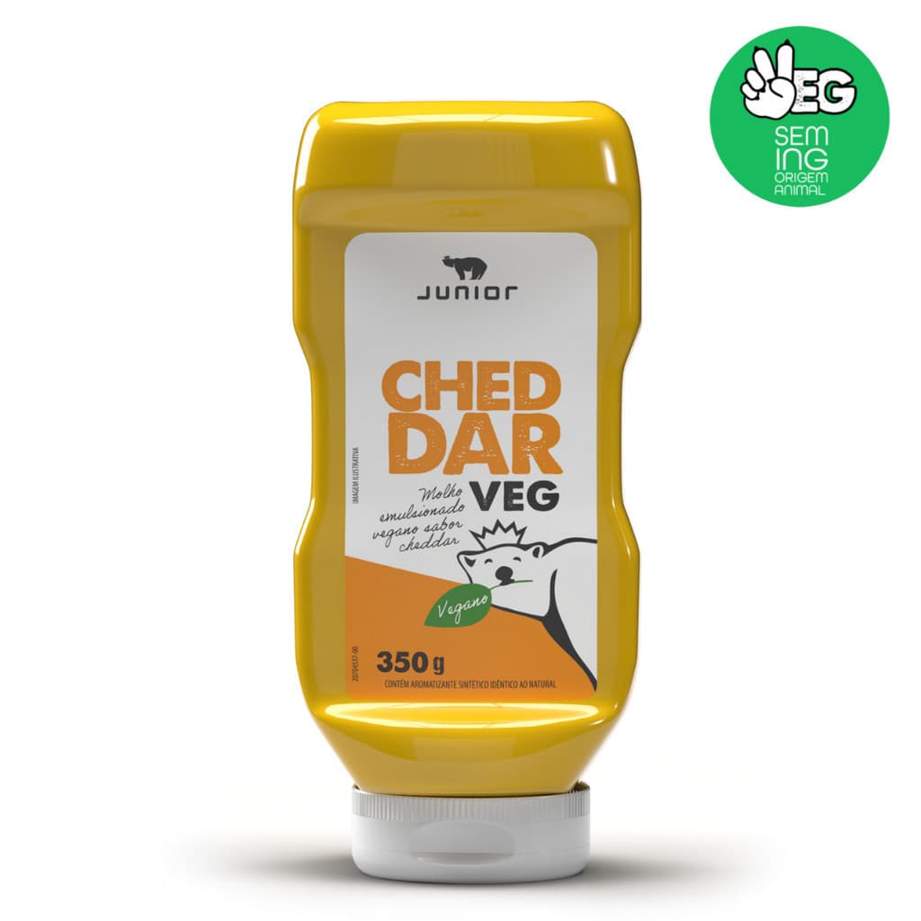 Cheddar Vegano Frasco 350g Junior Molho Vegetal Cruelty Free Gourmet Sanduíches Lanches Snacks