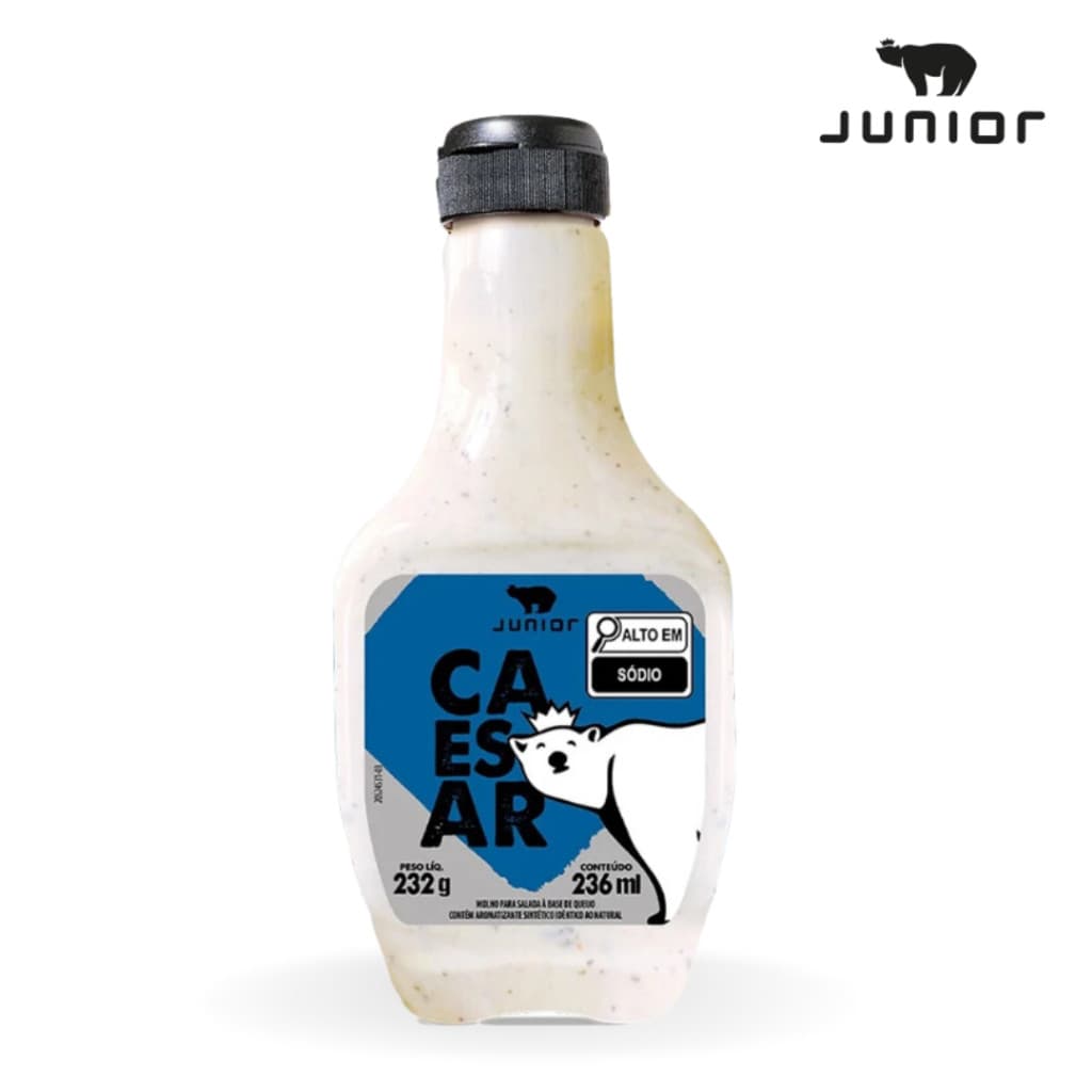 Molho Salada Caesar Gourmet Cremoso 232g Frasco Junior Queijo Saladas Saudável Ervas Aromáticas