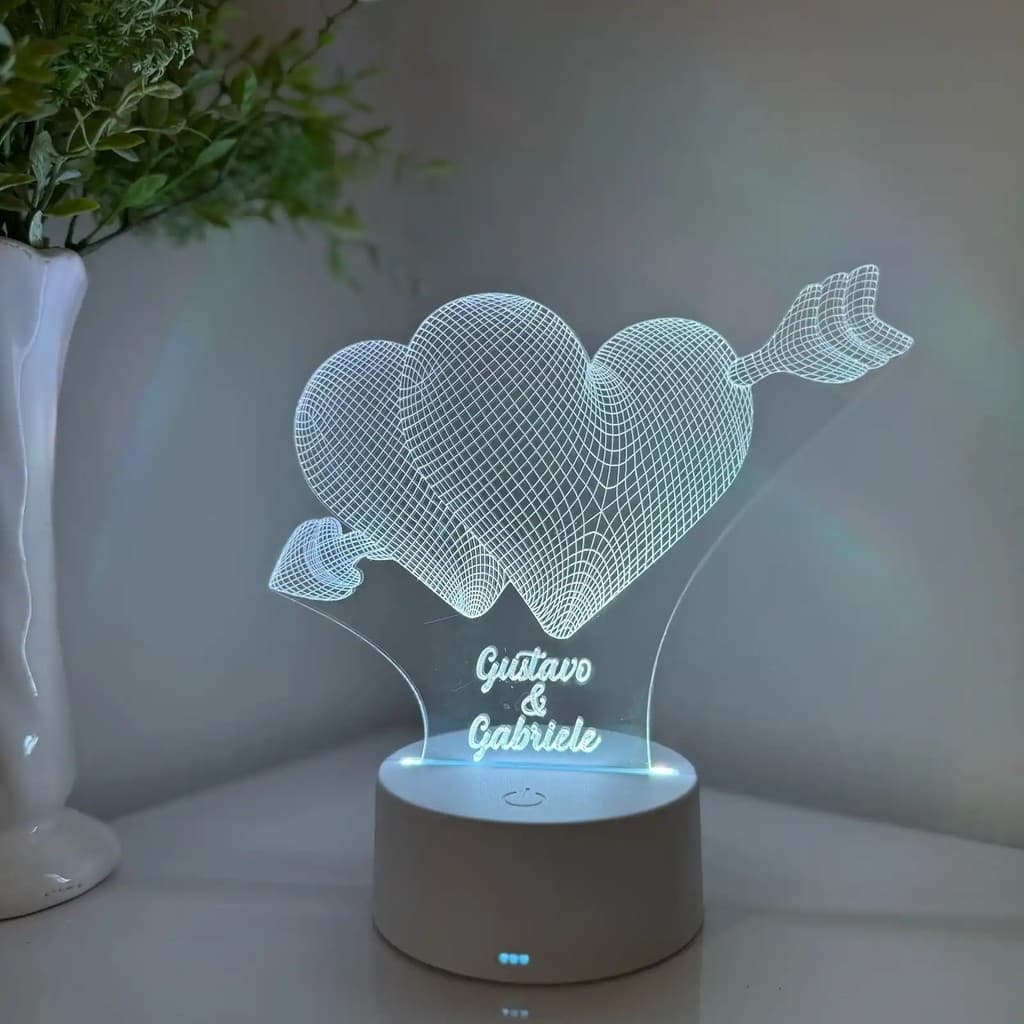Luminária LED 3D Em Acrílico Abajur Presente Criativo - Luminária LED - LOVE-COM NOME