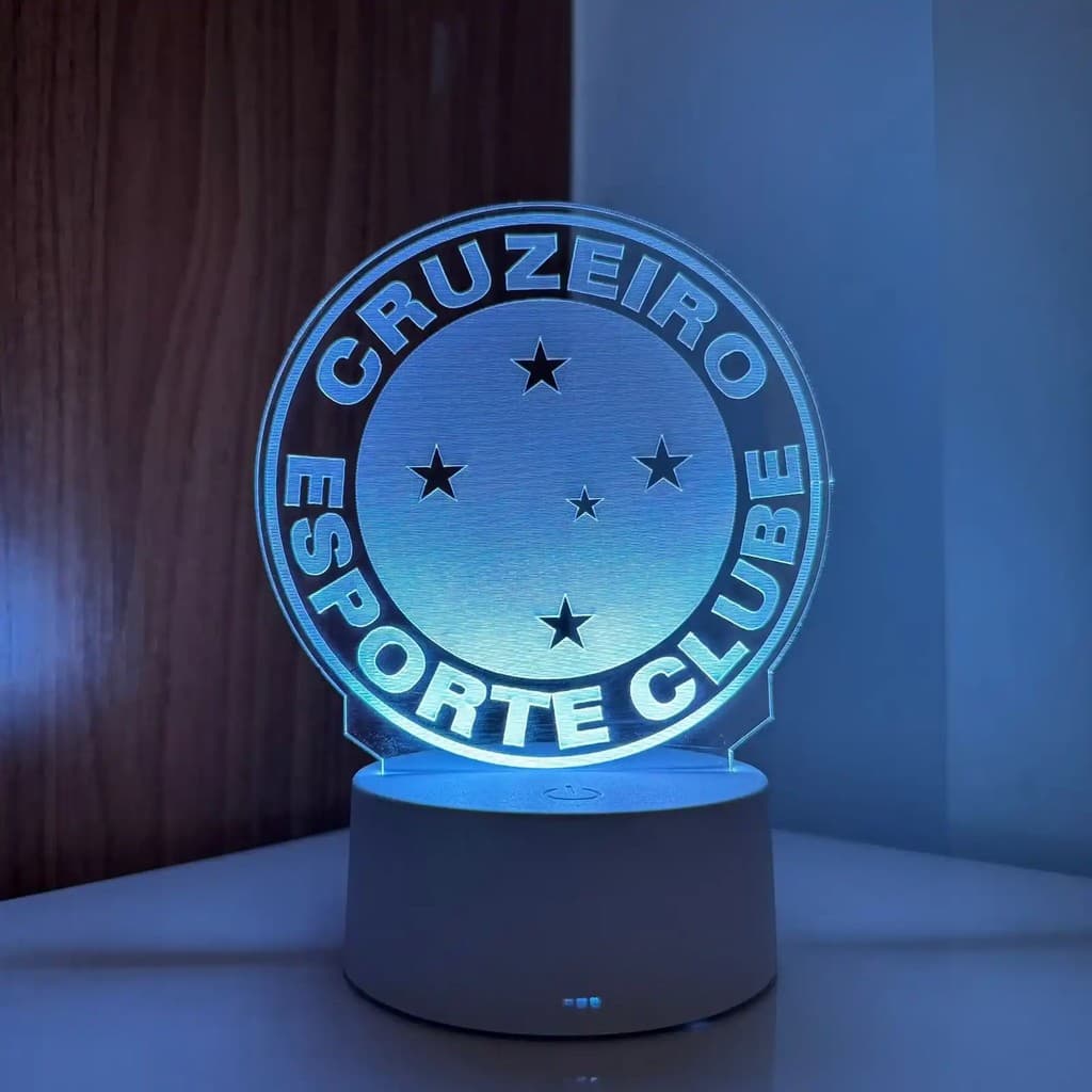 Luminária LED 3D Em Acrílico Abajur Presente Criativo - Luminária LED - Cruzeiro