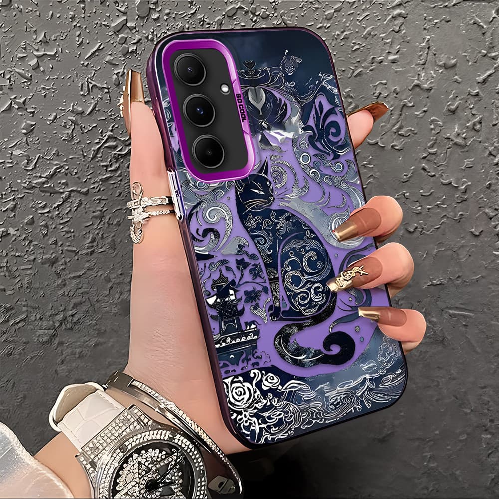 Capa Para Samsung Galaxy A55 5G Capinha De Silicone Anti choque roxo Celular verde estampada criativa Case CY2894