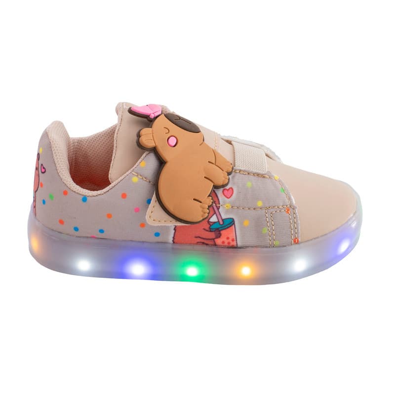 Tenis Infantil Led Capivara Led Meninos e Meninas Led Luz Colorido Pisou Piscou Lançamento Leve Macio e Confortavel