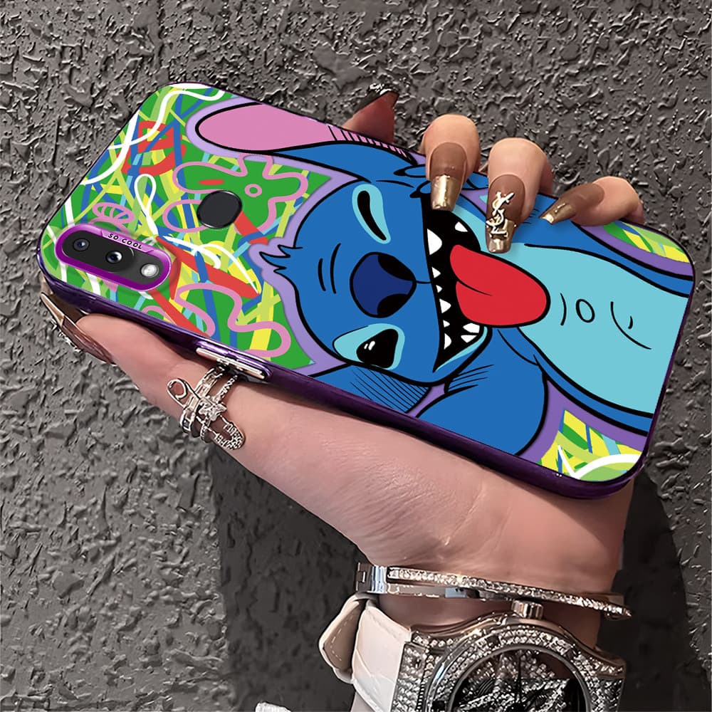 Capa Para Samsung Galaxy A10S Capinha De Silicone Anti choque roxo Celular verde estampada criativa Case CY3013