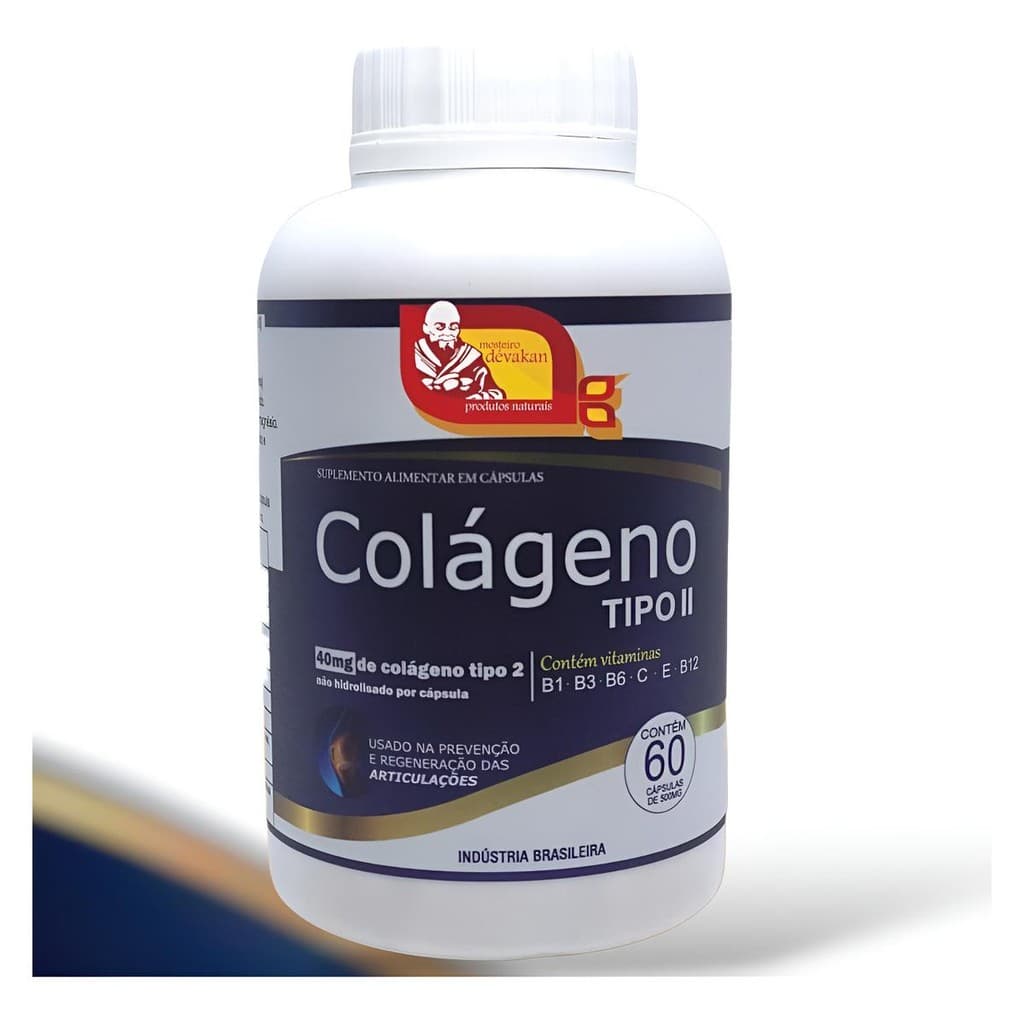 Colágeno Tipo 2 E Vitaminas 40 Mg 60 Cáps Suplemento Devakan Articulaçoes Mobilidade