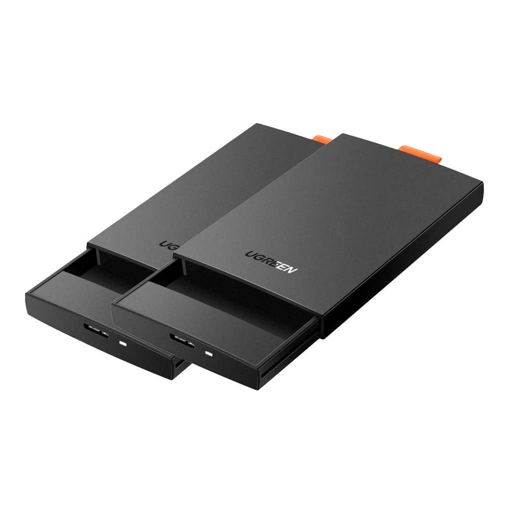 Case Externa Ugreen Hdd Ssd 2.5", Cabo Micro B/Usb A Preta 2 Unidades