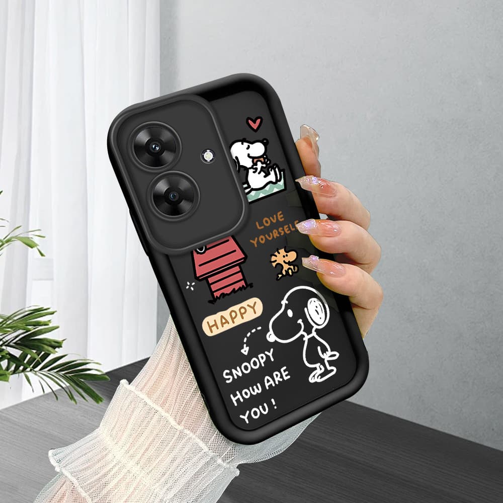 Capa Para Realme Note 60 Narzo N61 Capinha De Snoopy Celular Macio Preto Case 6303 TYB