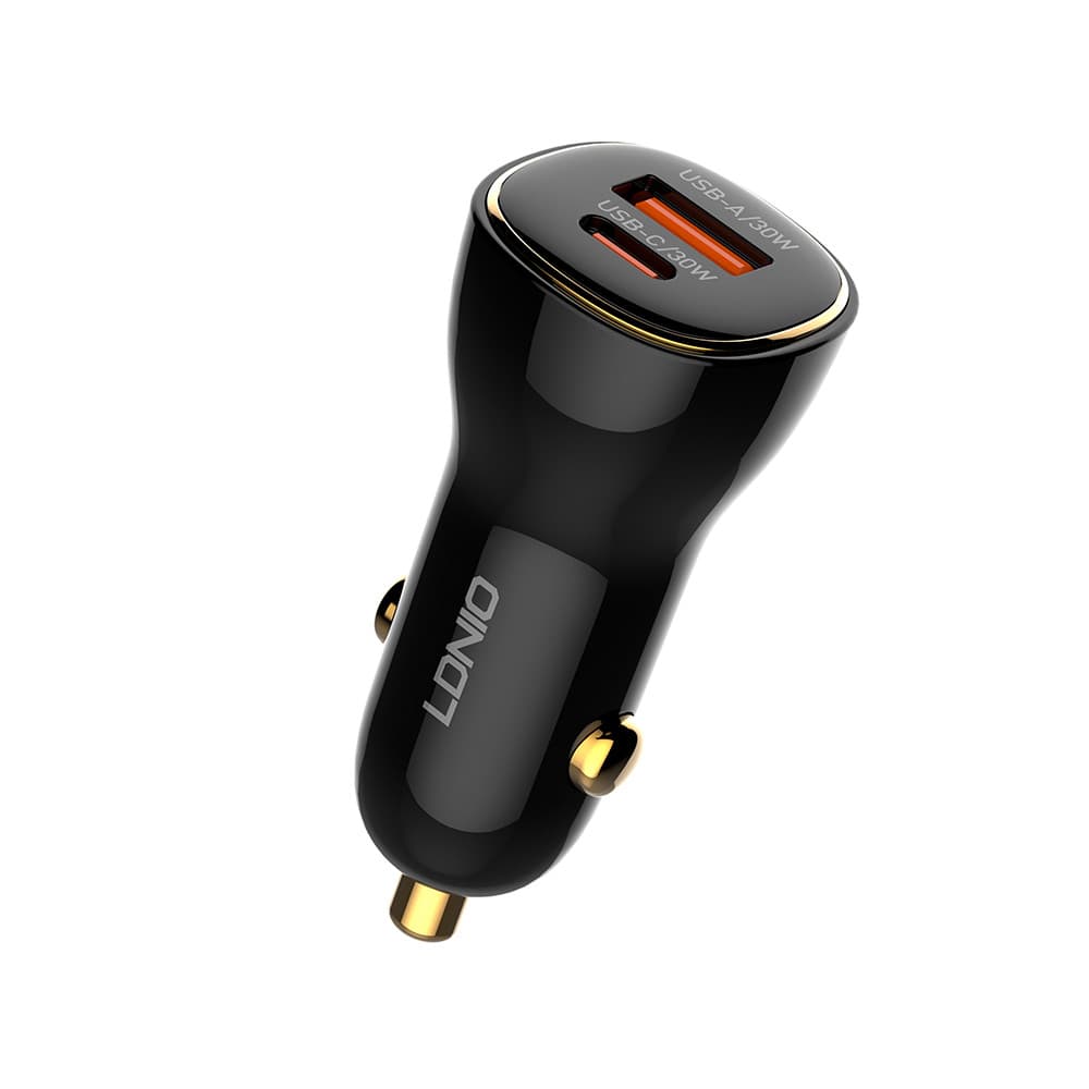 Carregador Veicular LDNIO C103 Turbo 60W USB A/C Rápido