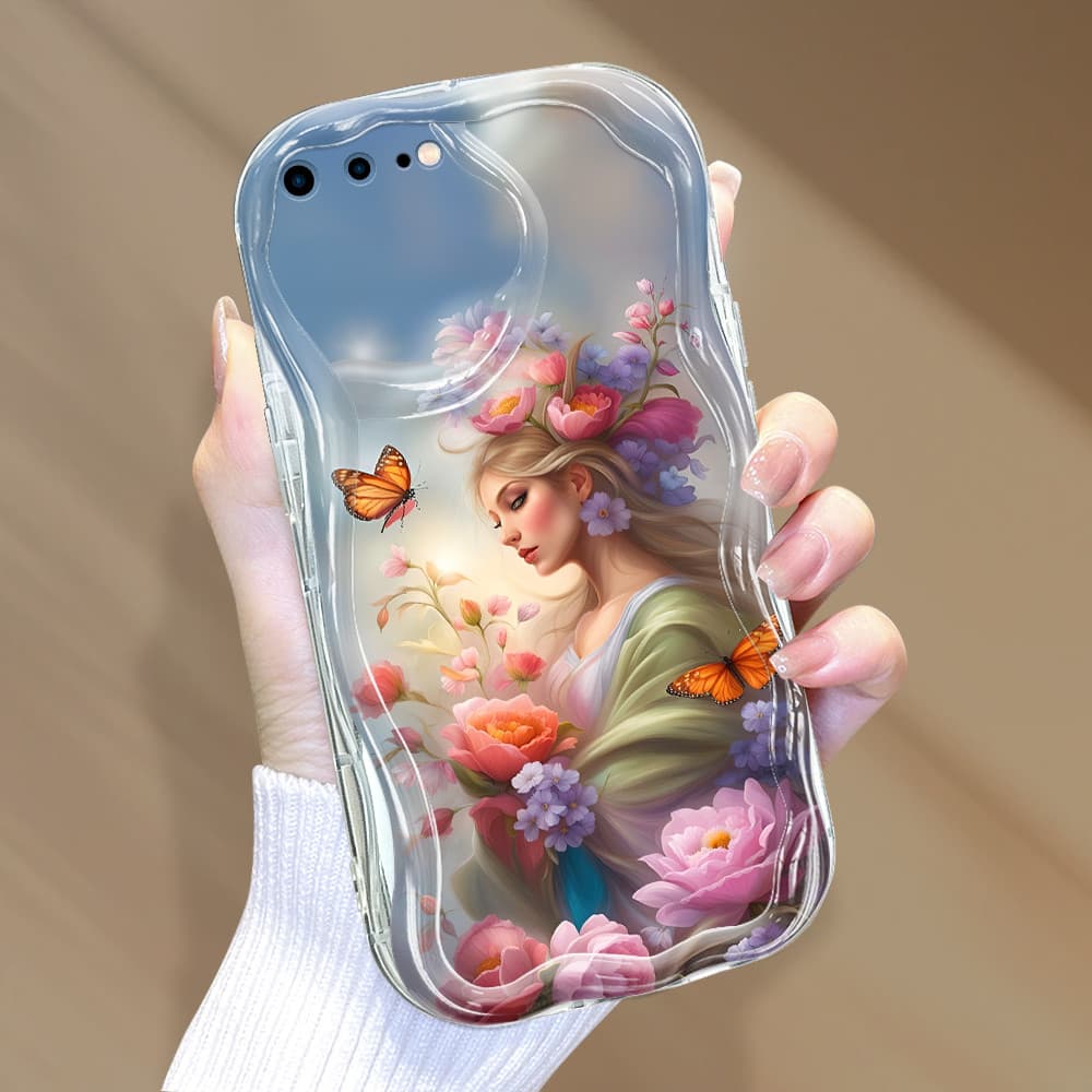 Capa Para iPhone 7 8 Plus Capinha De Silicone Macia Celular Protetora Textura Com Creme 3345 Case NYW