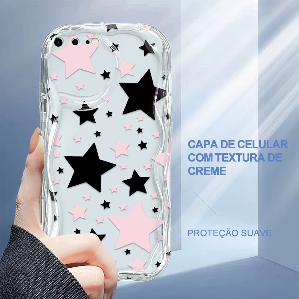 Capa Para iPhone 7 8 Plus Capinha De Silicone Macia Celular Protetora Textura Com Creme 3267 Case NYW