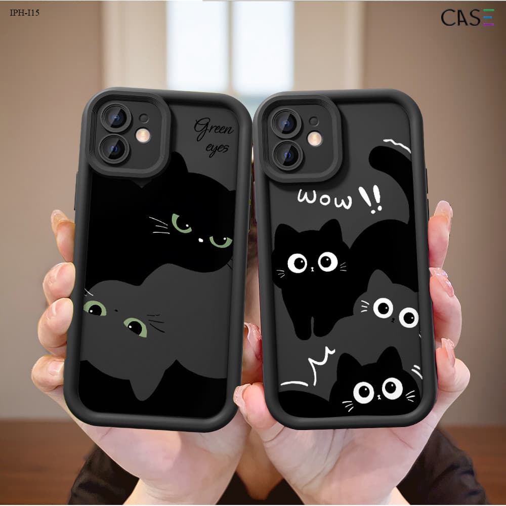 Capinha Gato Preto Para iPhone 17 17E 16 16E 15 14 13 12 11 X XS XR 7 8 SE Pro Max Plus Capa de Silicone Celular TY5557