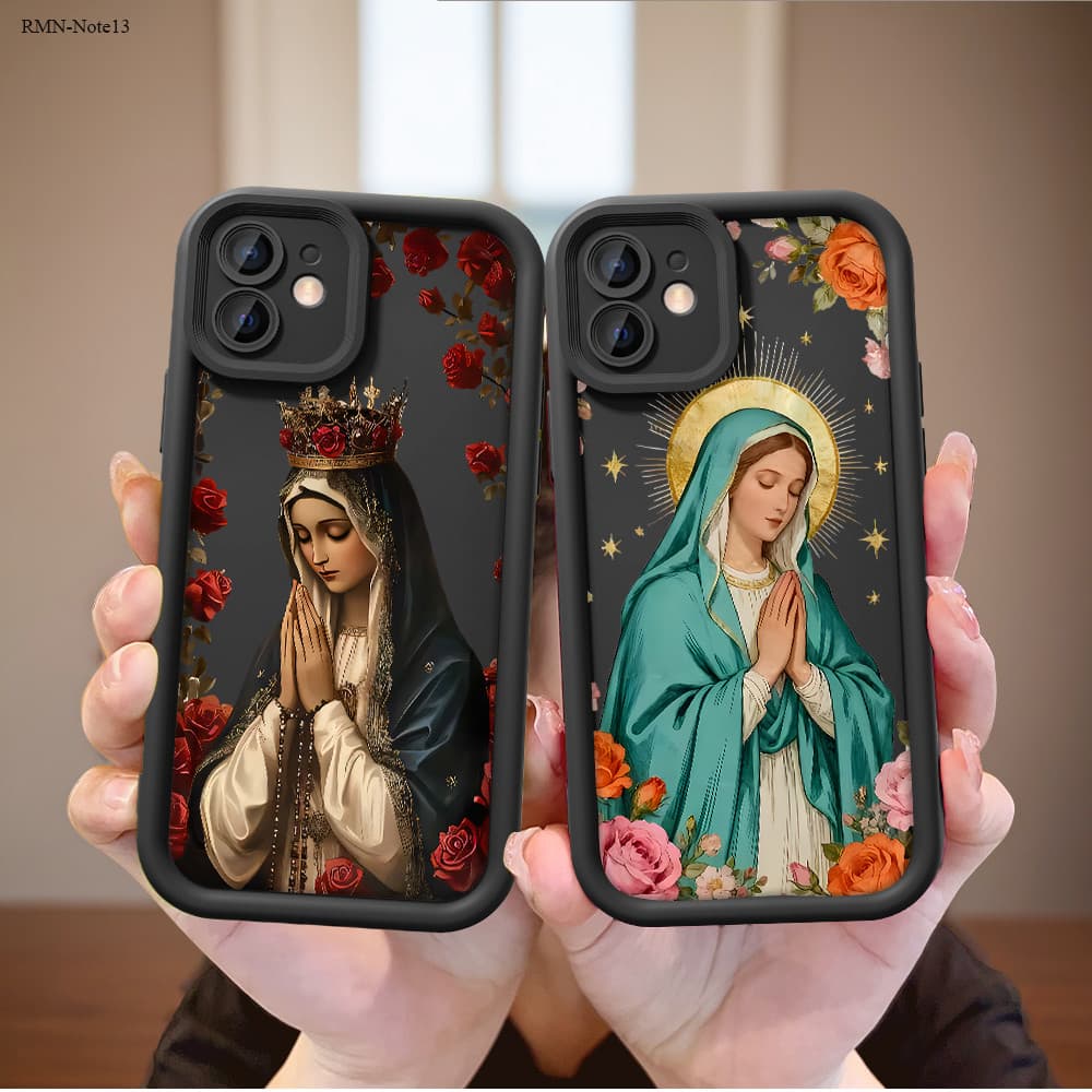Capinha Nossa Senhora Preto Para Xiaomi Redmi Note 15 14 13 12 12S Pro Plus 4G 5G Capa de Anti-queda Celular TY6988