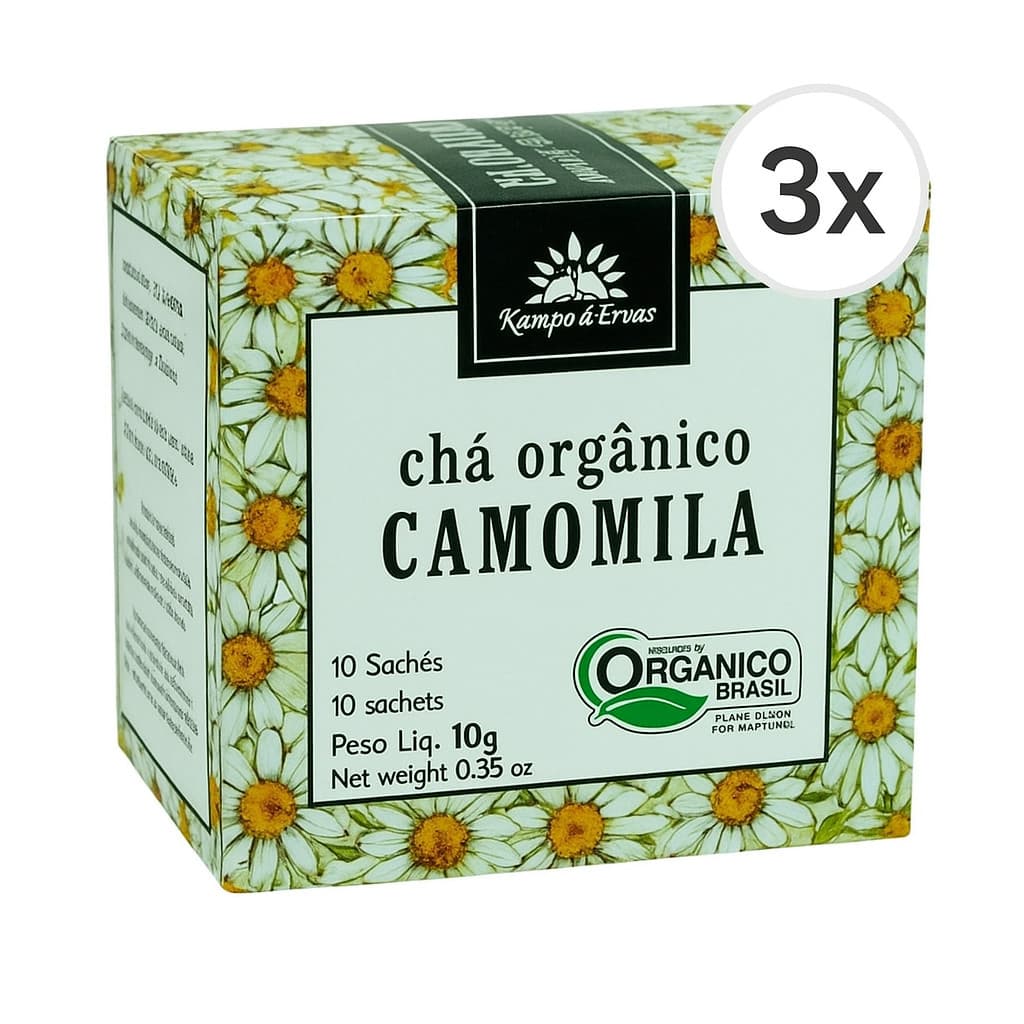 Kit 3X Chá De Camomila Orgânica Em Sachês Kampo De Ervas 10G