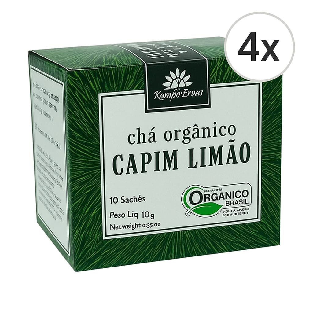 Kit 4X Chá De Capim Limão Orgânico Em Sachês Kampo De Ervas 10G