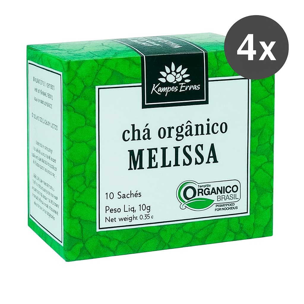 Kit 4X Chá De Melissa Orgânica Em Sachês Kampo De Ervas 10G
