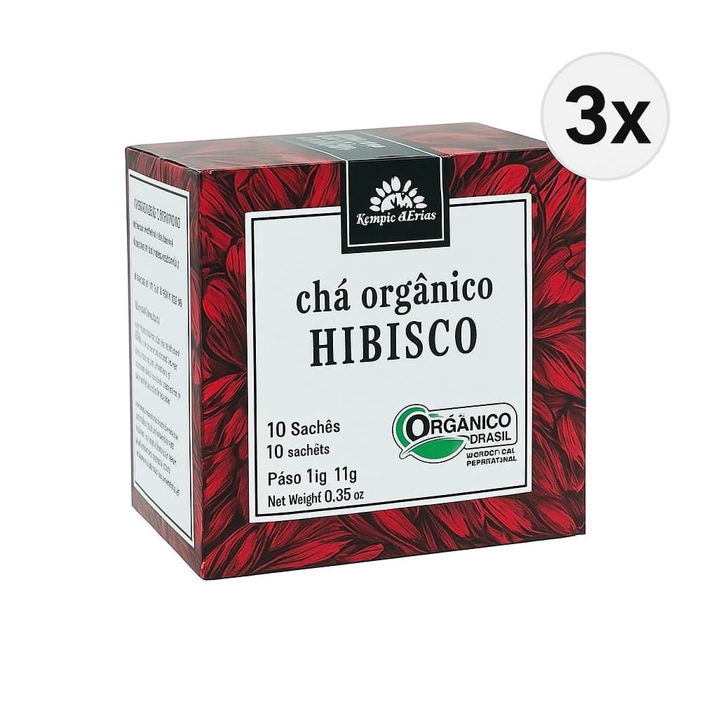 Kit 3X Chá De Hibisco Orgânico Em Sachês Kampo De Ervas 10G