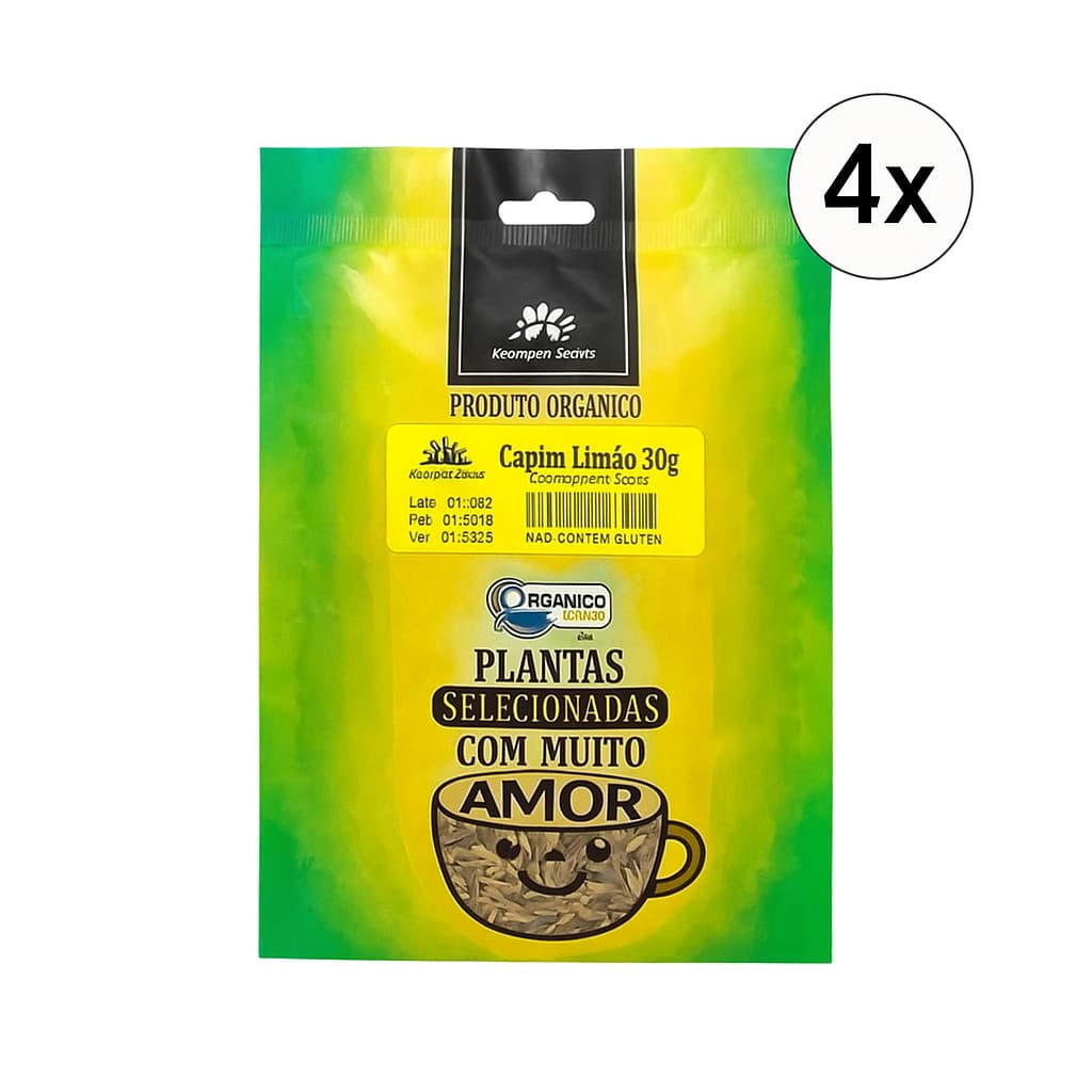 Kit 4X Chá De Capim Limão Orgânico Kampo De Ervas 30G