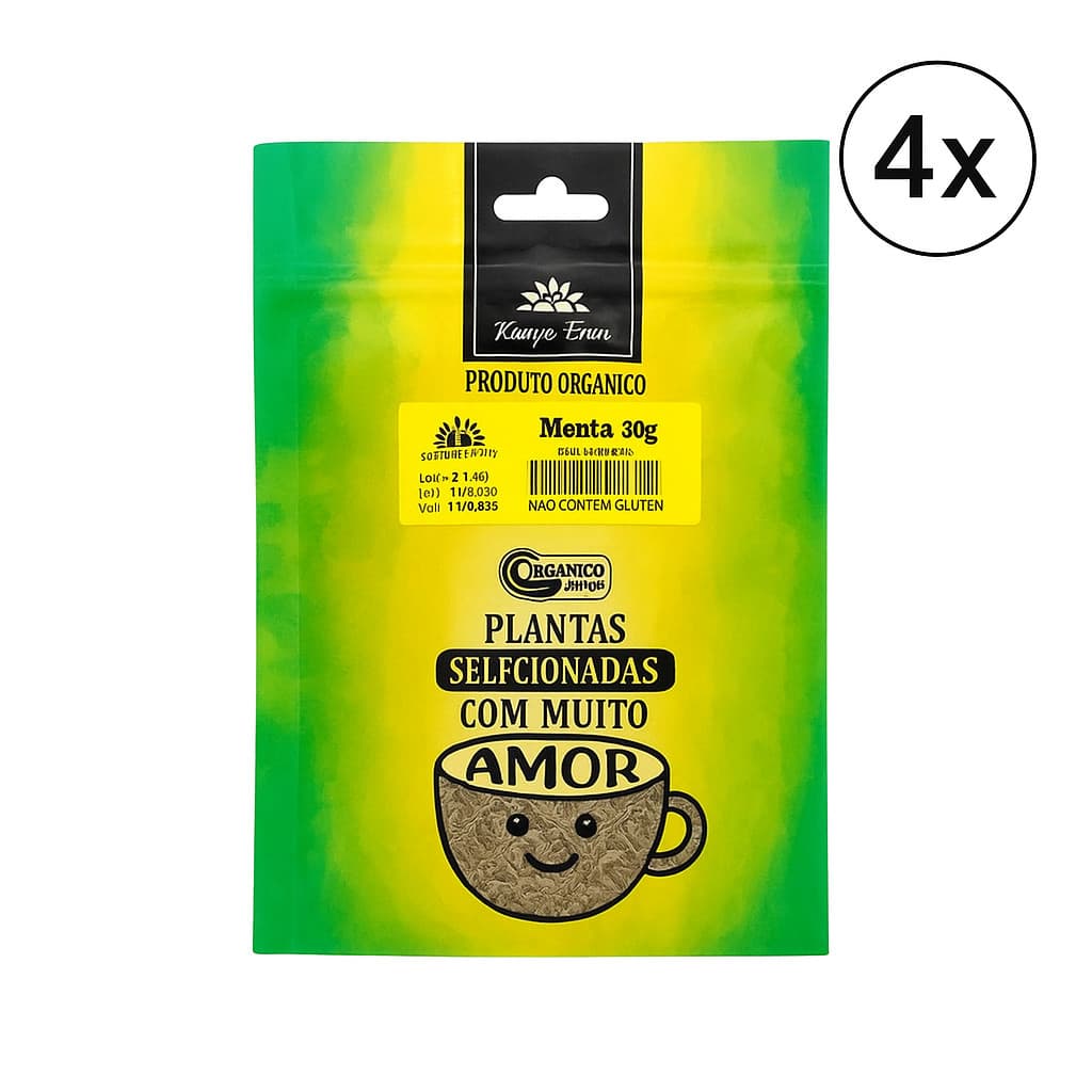 Kit 4X Chá De Menta Orgânico Kampo De Ervas 30G