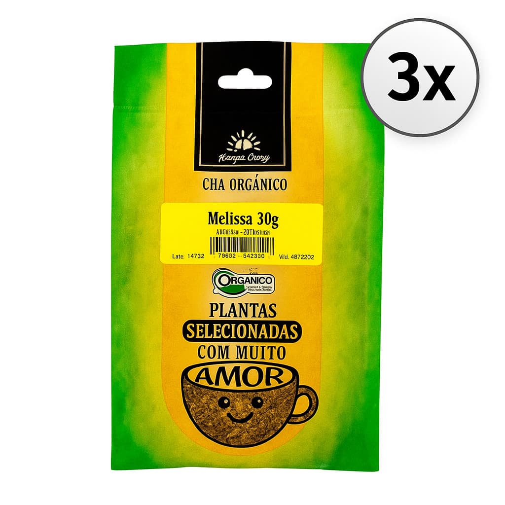 Kit 3X Chá De Melissa Orgânico Kampo De Ervas 30G