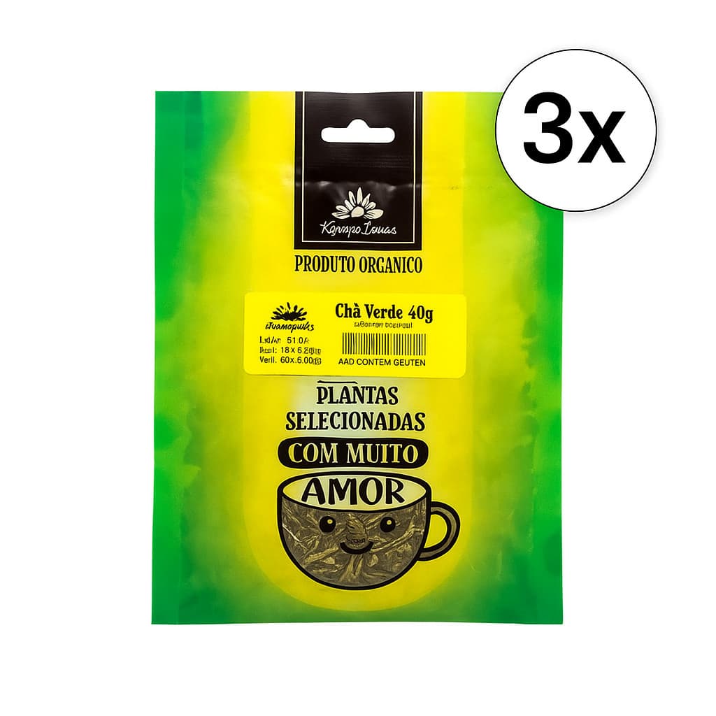 Kit 3X Chá Verde Orgânico Kampo De Ervas 40G